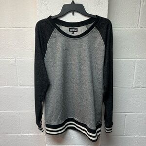 Carbon Men's Black and Gray Crewneck Sweater. Large